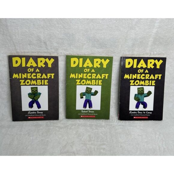 Lot Of 3 Paperback Diary of a Minecraft Zombie #4 #5 #6 Paperbacks, Camp, Swap - Picture 1 of 10